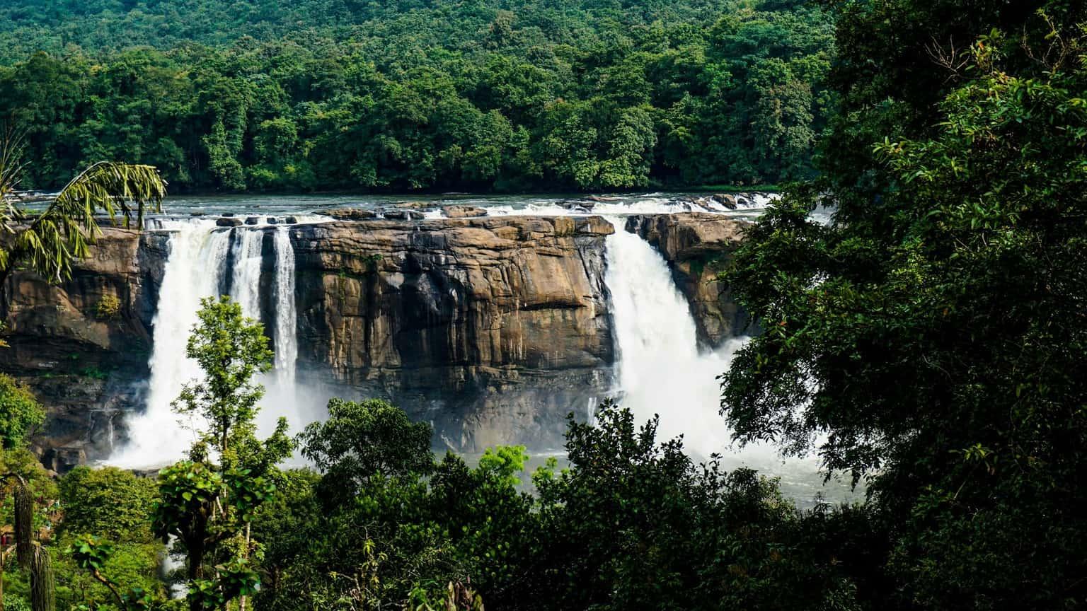 Athirappilly Falls in Thrissur district, seen from above