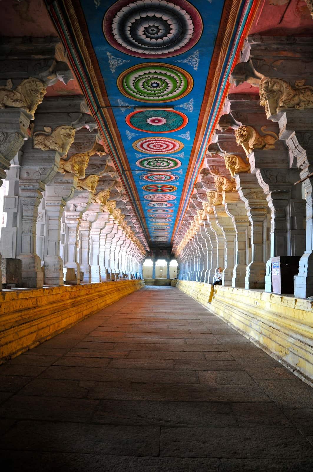 The long pillared corridor of Ramanathaswamy Temple, Rameswaram